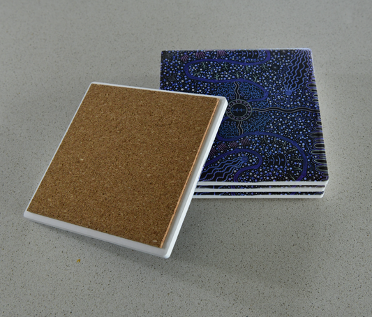 Coasters (x4), Footprints to Love, Purple