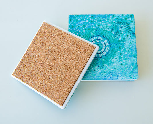 Coasters (x4), Home, Green