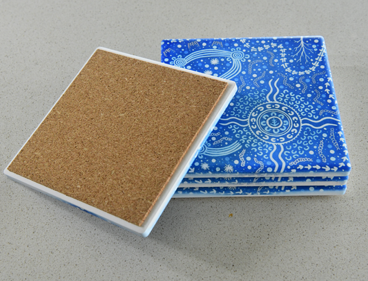 Coasters (x4), Kangaroo Soul, Blue