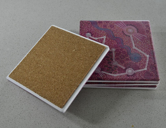 Coasters (x4), Sacred Return, Dark Pink