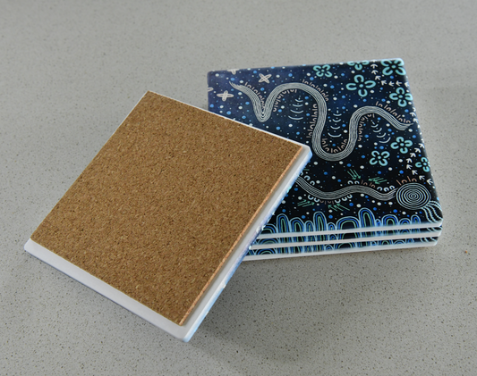 Coasters (x4), Seven Sisters, Dark Blue