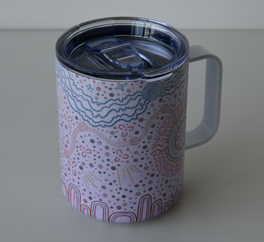 Travel Mug, Rise to the Yellow Belly Fish, Light Pink