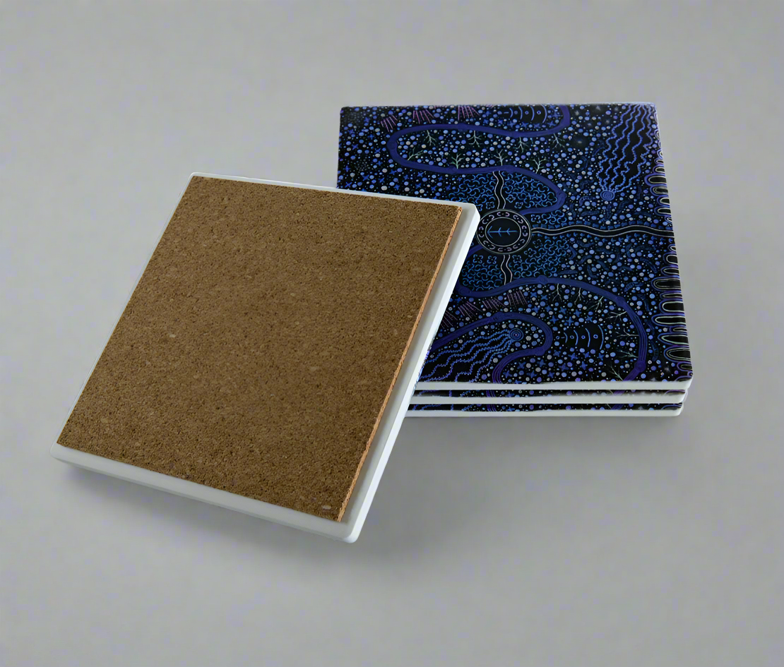 Coasters (x4), Footprints to Love, Purple