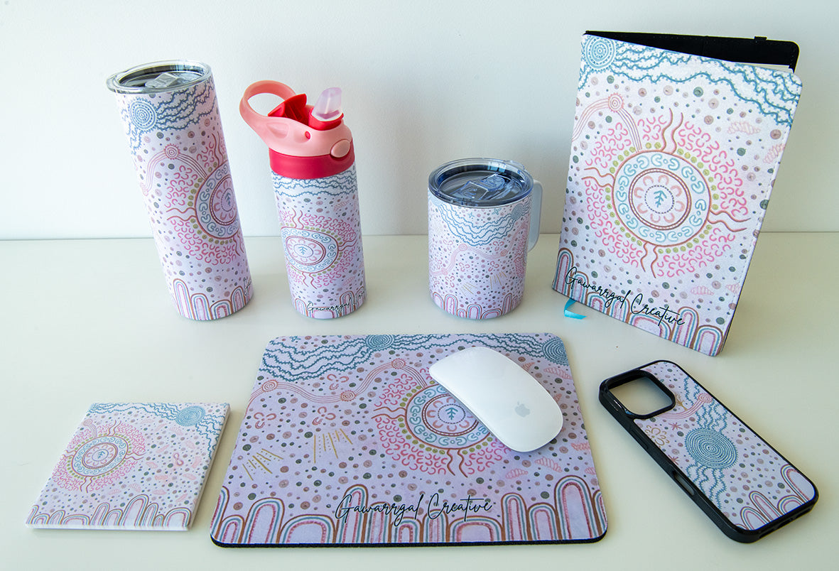 Travel Mug, Rise to the Yellow Belly Fish, Light Pink